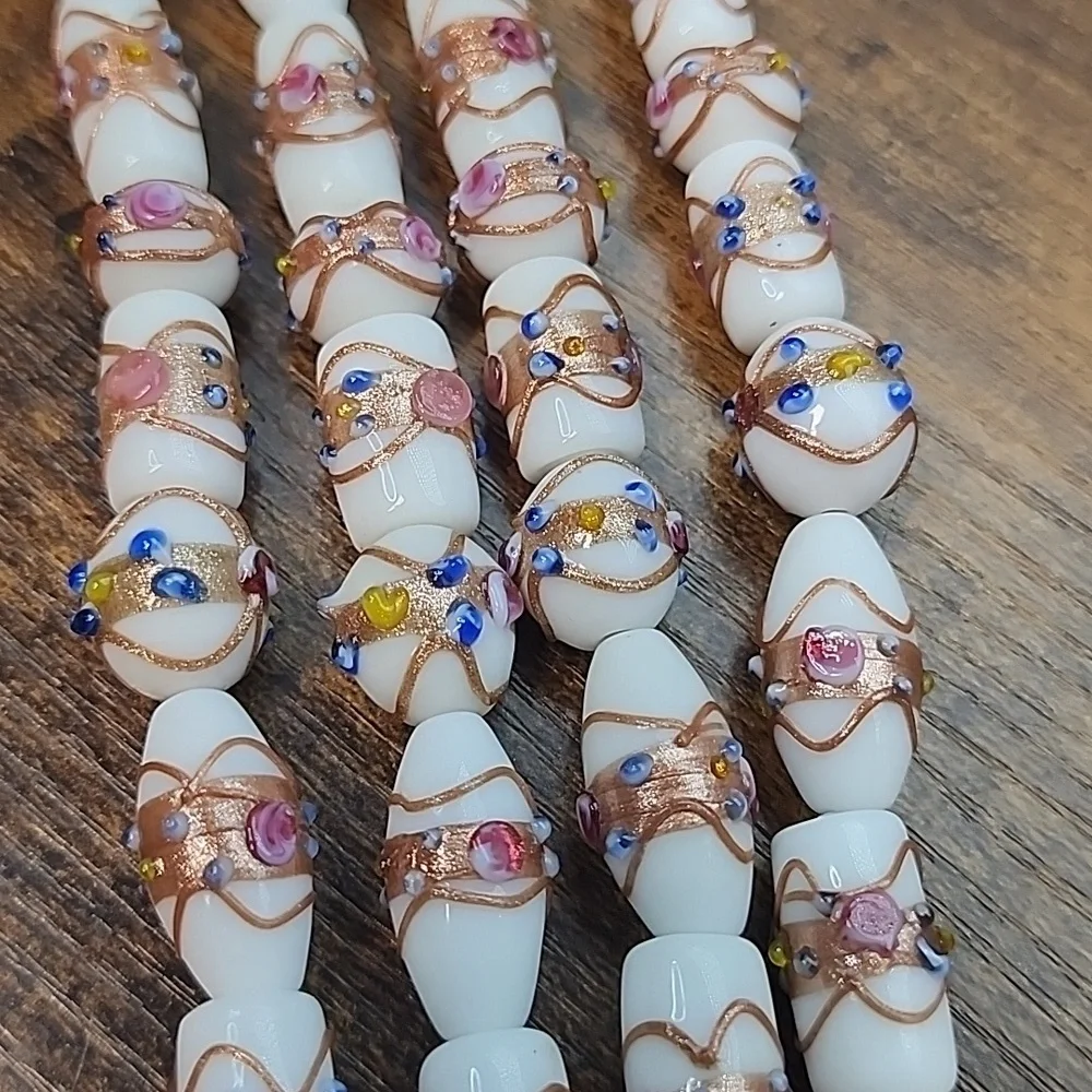 White Wedding cake Mixed Beads STRANDS - Picture 1 of 4